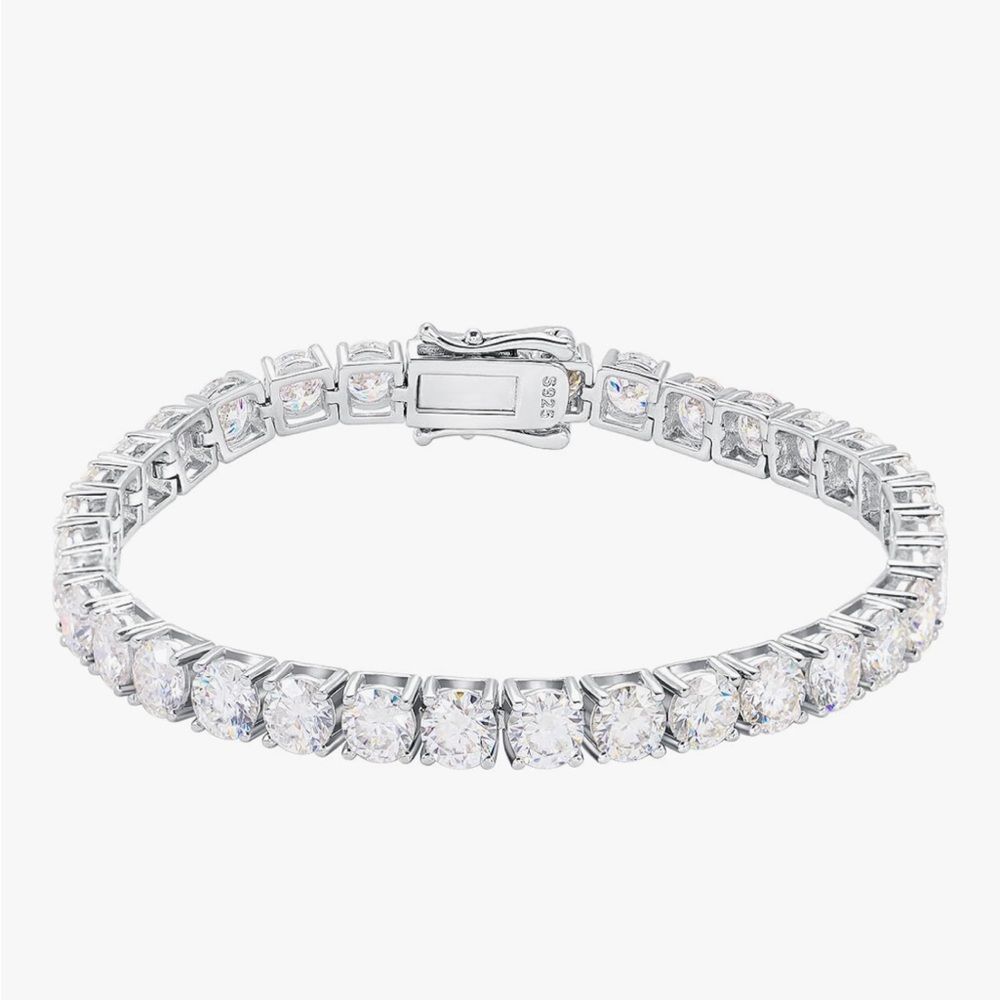 6.5MM Moissanite Diamonds Tennis Bracelet 925 Silver 14k Gold Plated VVS1 Unisex - Picture 2 of 2